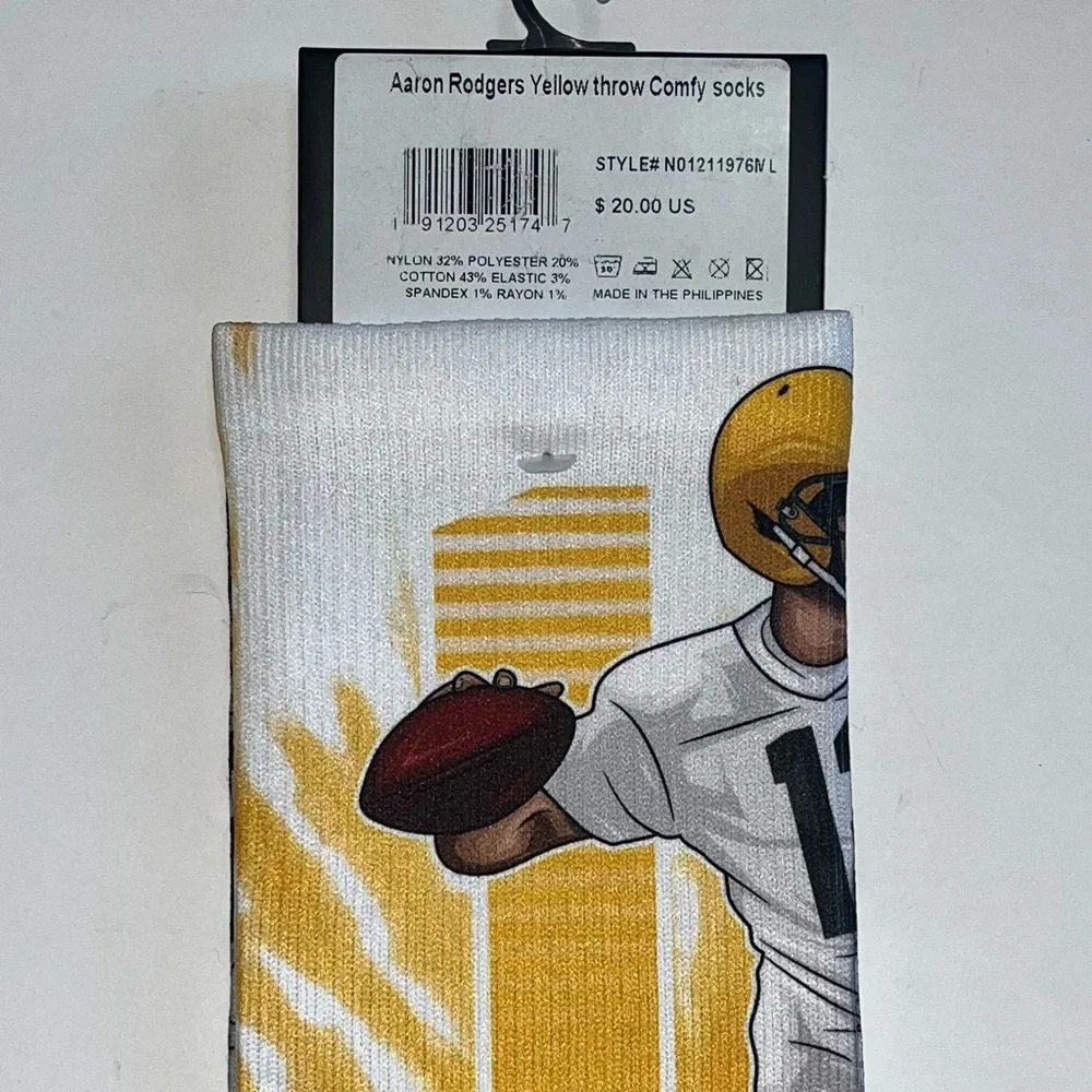 Men's Aaron Rodgers Greenbay Packers Strideline Socks M/L New